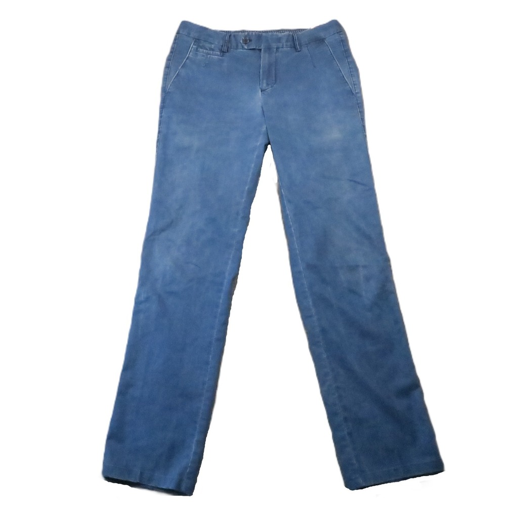Denti Plus Stretch Chino Pants 40 Blue Tencel Cotton Slim Fit European Luxury